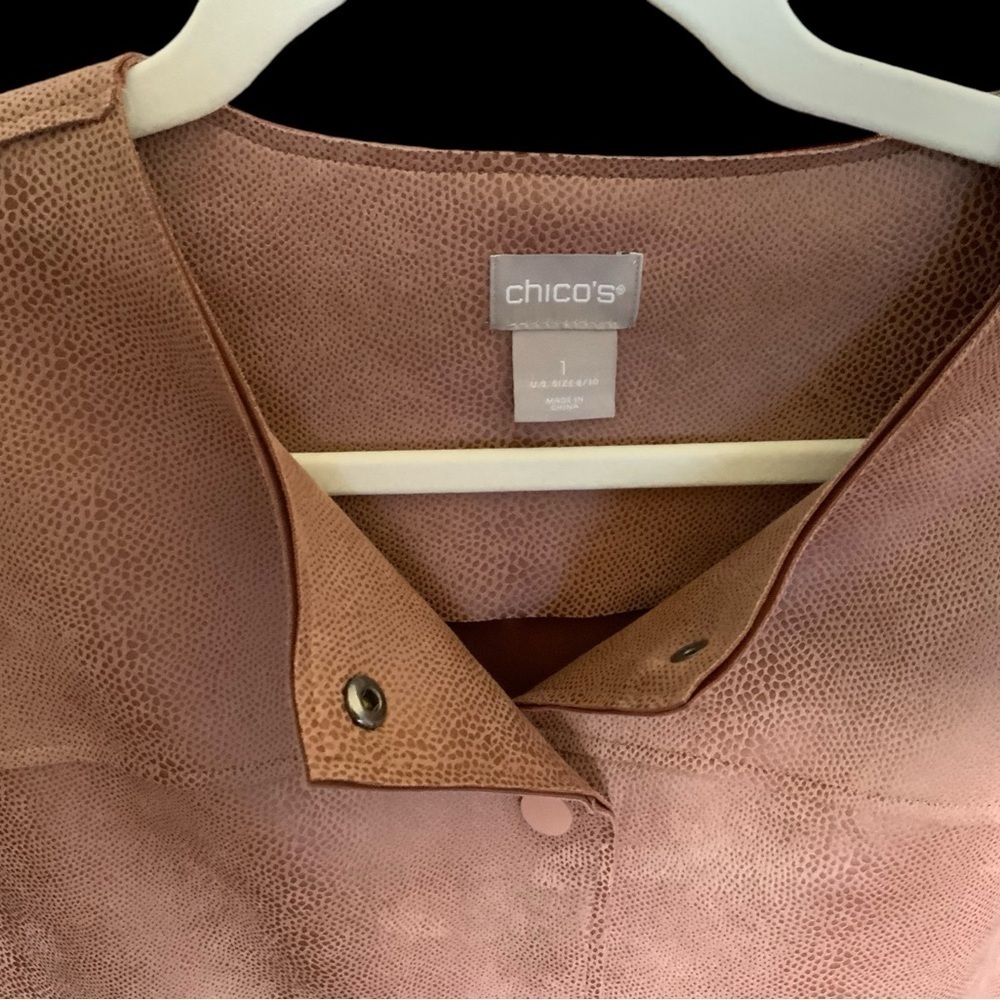 Chico’s Women’s Ultra Suede Jacket Blush Pink, Size 1 (Medium Size 8-10) - Picture 5 of 8